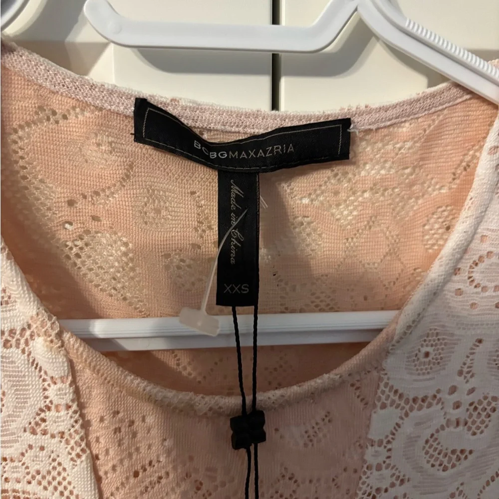 BCBGMAXAZRIA “Meilani” Lace Dress XXS NWT Blush Pink/White High-Low - Picture 10 of 11